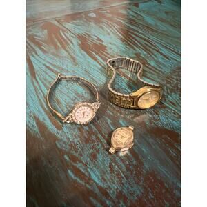 Lot Of 3 Vintage Ladies Watches Elgin, Lorus, & Benrus 10k RPG Read